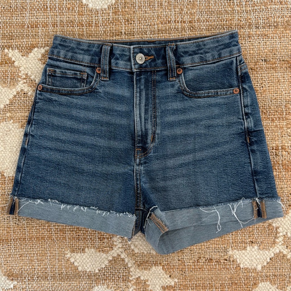 American Eagle Outfitters AEO High-Rise Stretch Mom Short Cuff Denim Shorts
